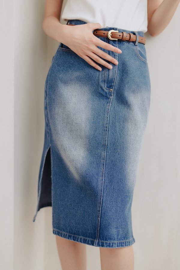 Ames Side Slits Denim Skirt (M)