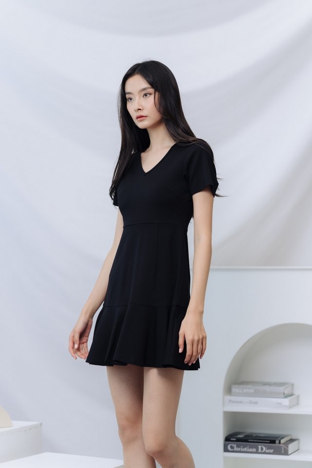 Parris Cotton Dropwaist Dress in Black