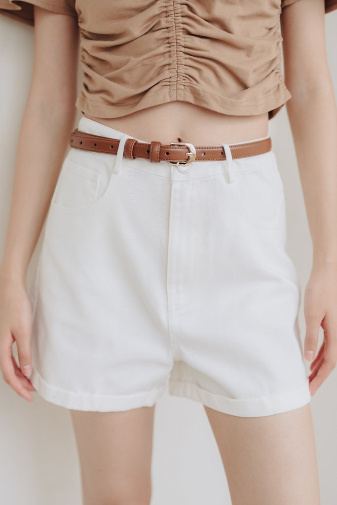 Capri High Waisted Denim Short in White