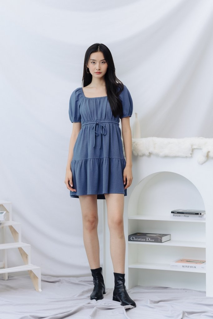Larisa Cotton Tiered Dress in Blue(L)