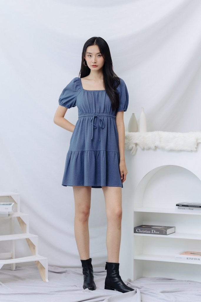Larisa Cotton Tiered Dress in Blue(L)