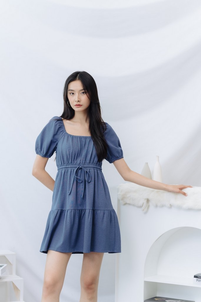 Larisa Cotton Tiered Dress in Blue(L)