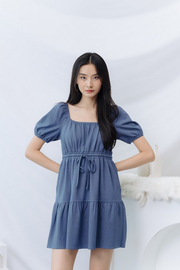 Larisa Cotton Tiered Dress in Blue(L)
