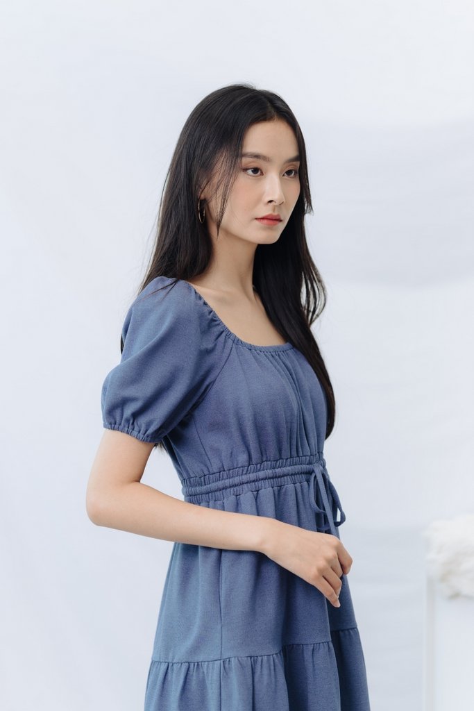 Larisa Cotton Tiered Dress in Blue(L)