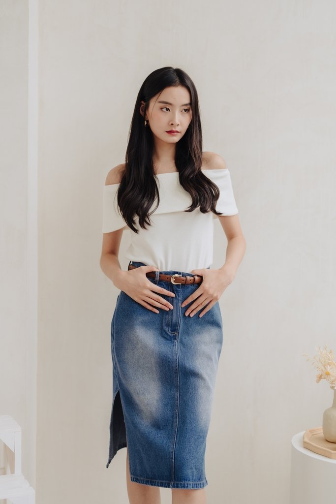Ames Side Slits Denim Skirt (M)