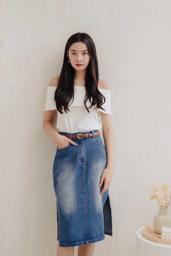 Ames Side Slits Denim Skirt (M)