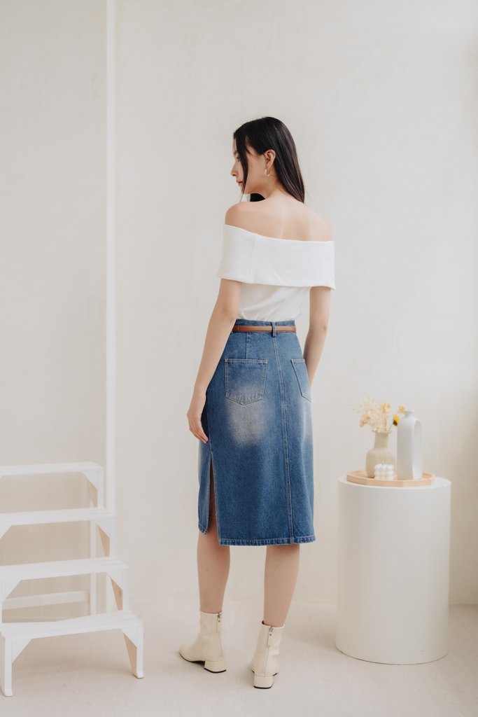 Ames Side Slits Denim Skirt (M)
