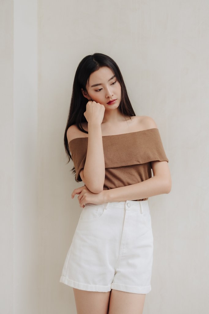 Capri High Waisted Denim Short in White