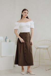 Willow Buttons Maxi Skirt in Dark Brown (XS)