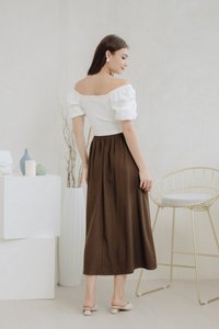 Willow Buttons Maxi Skirt in Dark Brown (XS)