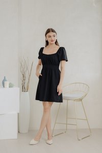 Remy Ruched Dress in Black (XS)