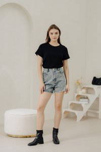 Timea Knitted Round Neck Top in Black (XS)