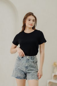 Timea Knitted Round Neck Top in Black (XS)