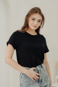 Timea Knitted Round Neck Top in Black (XS)
