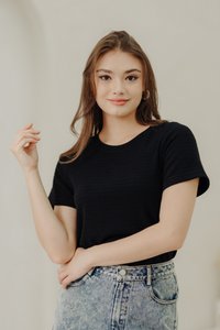 Timea Knitted Round Neck Top in Black (XS)