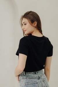Timea Knitted Round Neck Top in Black (XS)