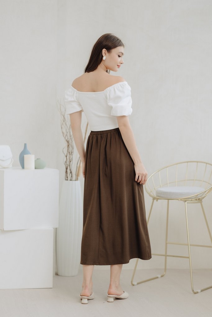 Willow Buttons Maxi Skirt in Dark Brown (XS)