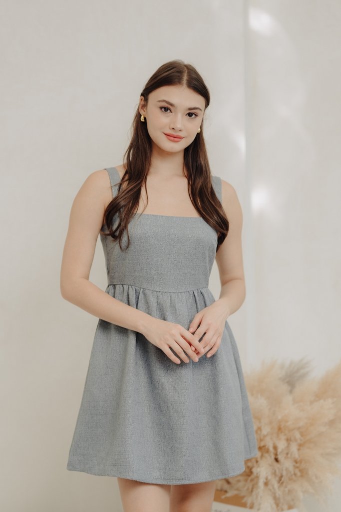 Nadia Tweed Babydoll Dress in Grey (XS)