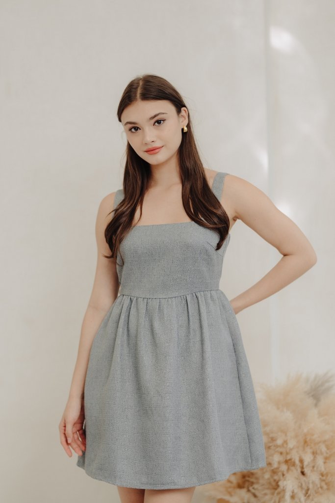 Nadia Tweed Babydoll Dress in Grey (XS)