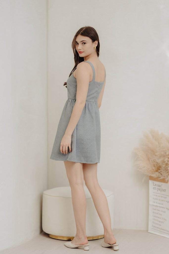 Nadia Tweed Babydoll Dress in Grey (XS)