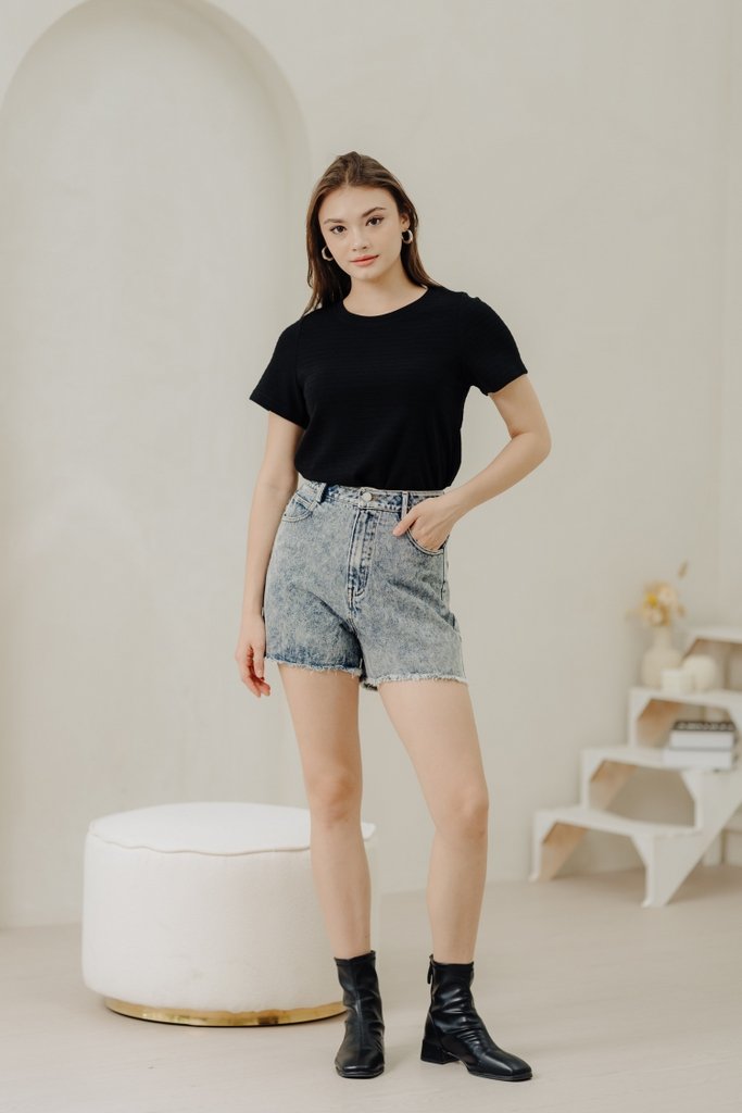 Timea Knitted Round Neck Top in Black (XS)