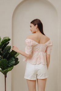 Adalyn Ruched Sweetheart Top in Light Peach Pink (XS)