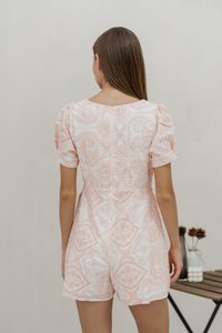 Adalyn Eyelet Romper in Blush Pink (XS)