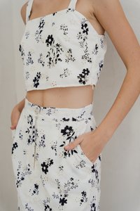 Jennie Floral Eyelet Crop Top in White