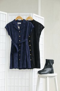 Odette Eyelet Collar Dress in Black