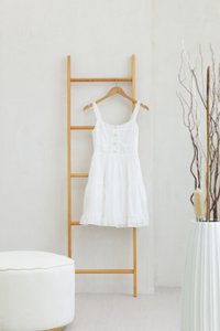 Lisa Button Textured Dress in White