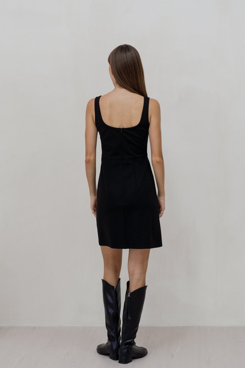Arya Cotton Skater Dress in Black (XS)