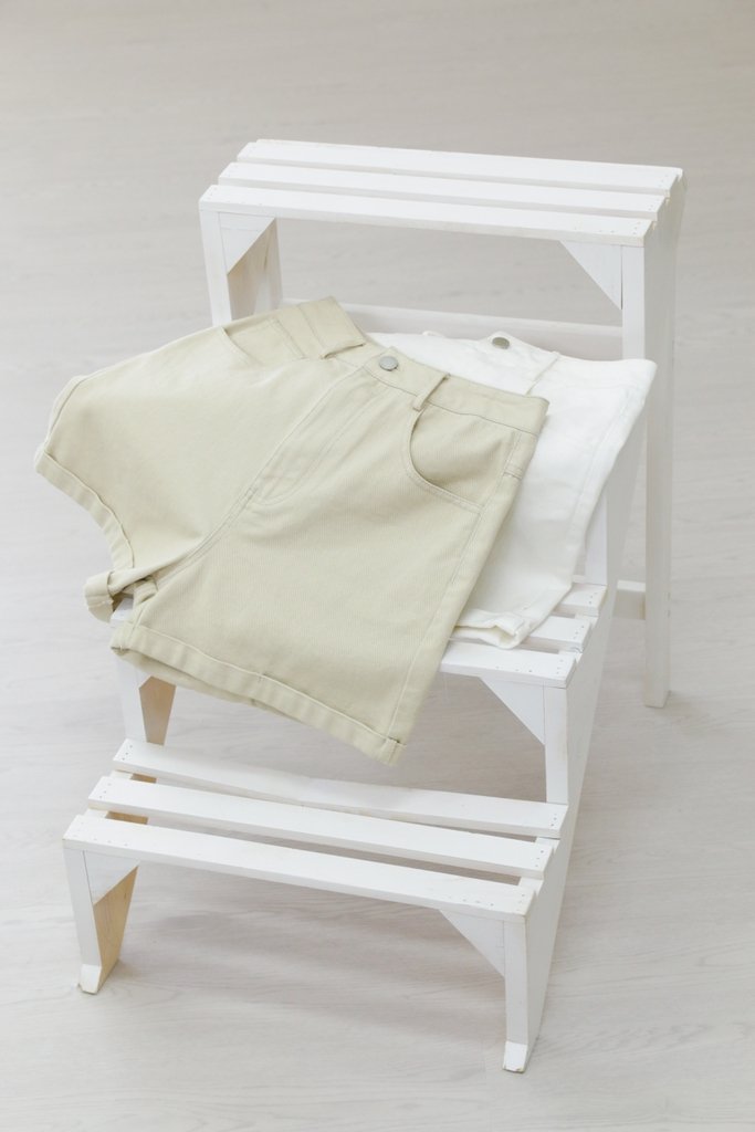Capri High Waisted Denim Short in White