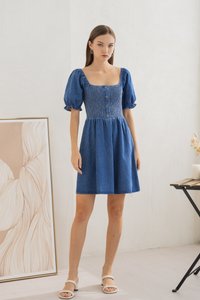 Louisa Smocked Denim Dress (XS)