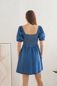 Louisa Smocked Denim Dress (XS)
