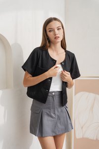 Jodie Tweed Button Work Top in Black