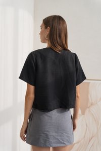 Jodie Tweed Button Work Top in Black