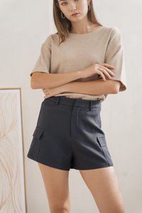 Linda Cargo Pocket Short in Gunmetal Grey