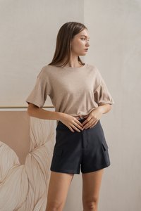Linda Cargo Pocket Short in Gunmetal Grey