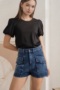 Laney Front Pocket Denim Short in Dark Wash (XS)