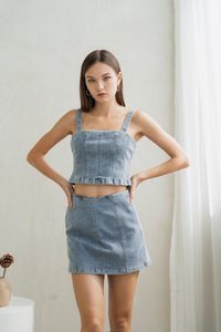 Ellen Cropped Panelled Denim Top