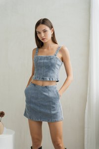 Ellen Cropped Panelled Denim Top