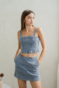 Ellen Panelled Denim Skort (XS)