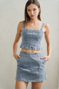 Ellen Panelled Denim Skort (XS)