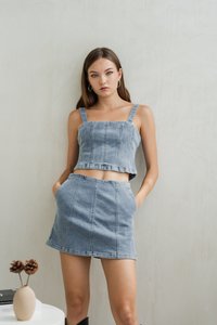 Ellen Panelled Denim Skort (XS)