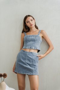 Ellen Panelled Denim Skort (XS)