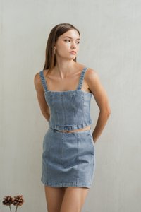 Ellen Panelled Denim Skort (XS)