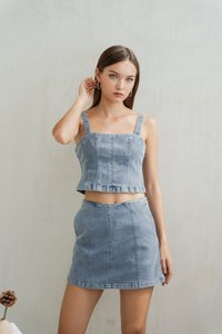 Ellen Cropped Panelled Denim Top