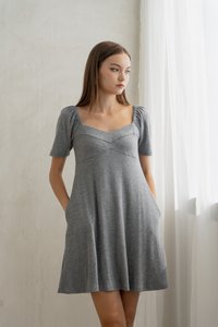 Celia Sweetheart Knit Dress in Grey (XS)