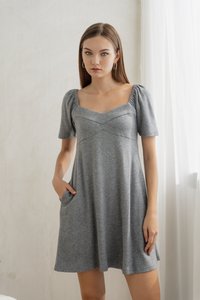 Celia Sweetheart Knit Dress in Grey (XS)