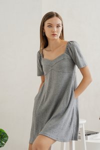 Celia Sweetheart Knit Dress in Grey (XS)